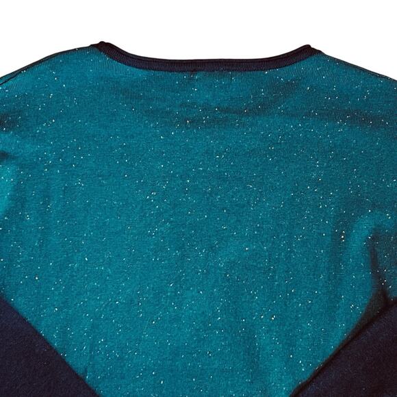 Smartwool Women’s Sz M Blue Teal Merino Wool Colorblock Sweater Pullover - Picture 8 of 10